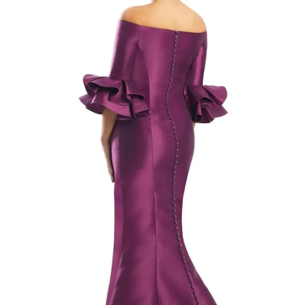 Chic Off-Shoulder Pink Gown - Picture 3 of 6